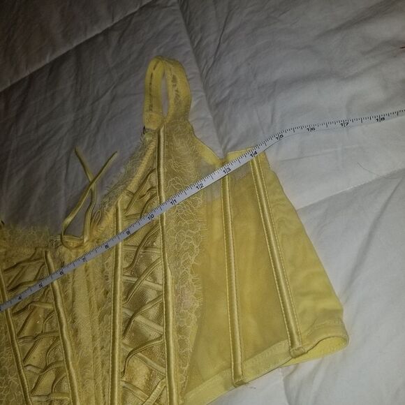 NWT Victoria’s Secret Dream Angels lemon yellow unlined lace-up corset top XL N - Picture 11 of 13